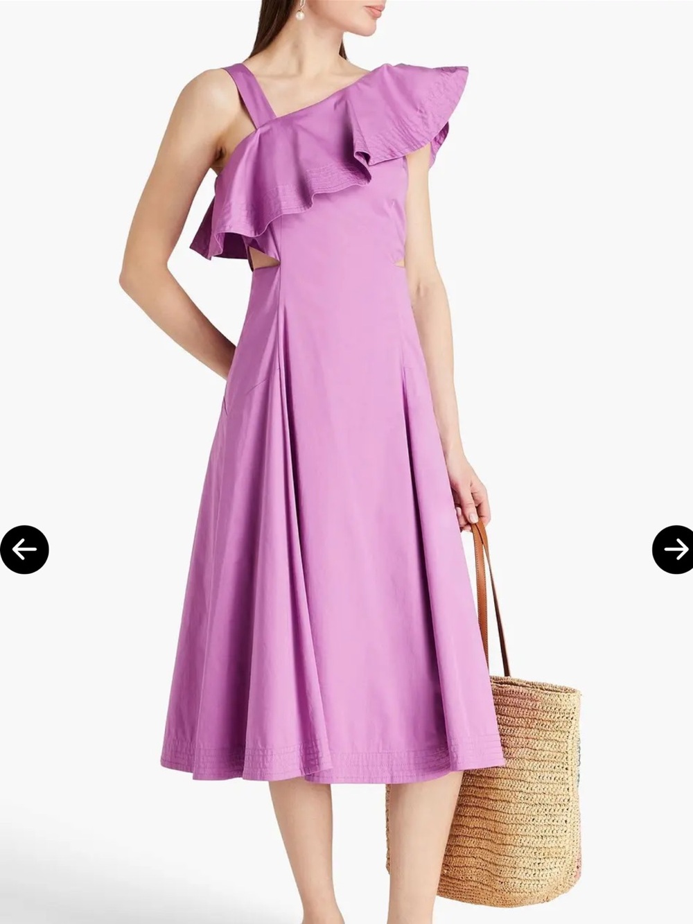 Veronica Beard Beilla One-Shoulder Ruffle Midi Dress in Mauve Purple Pink Size 6